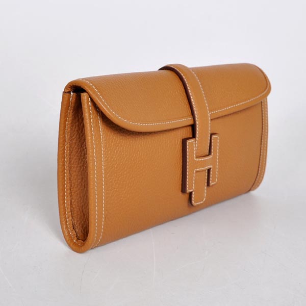 High Quality Hermes Jige Large Clutch Handbag Light Coffee 1052 Replica - Click Image to Close